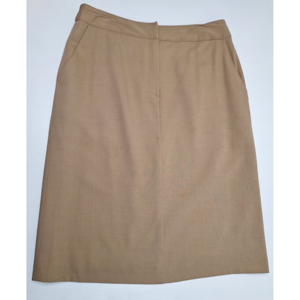 JONES NEW YORK Wool Blend Tan A-Line Midi Skirt Lined No Slits Made USA Sz-8
